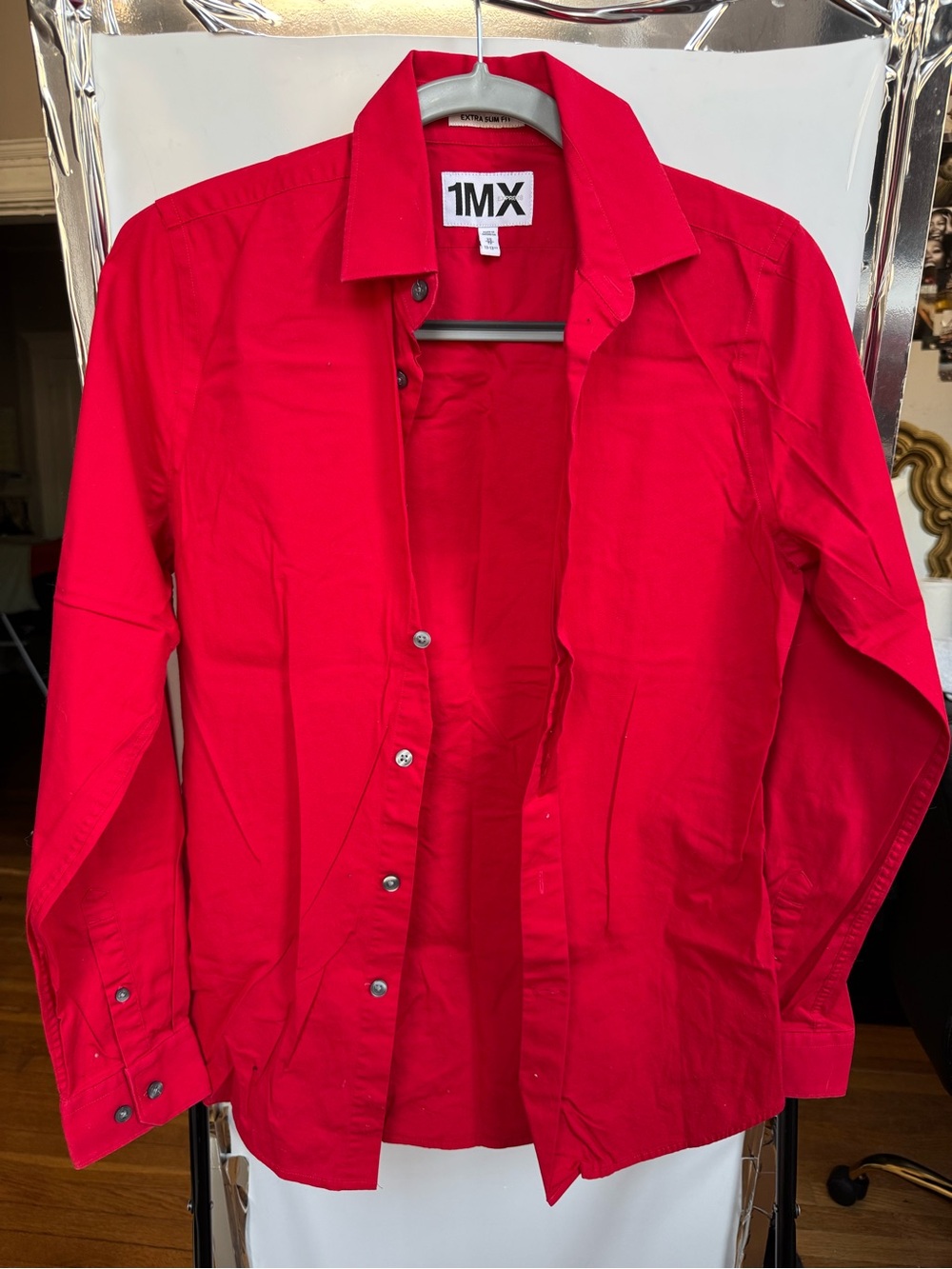 Express 1MX Red Button-Up Shirt